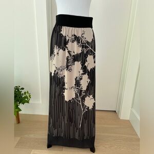 LAPIS Maxi Skirt Elastic Waist Botanical Abstract Print Sheer Flowy Whimsigoth